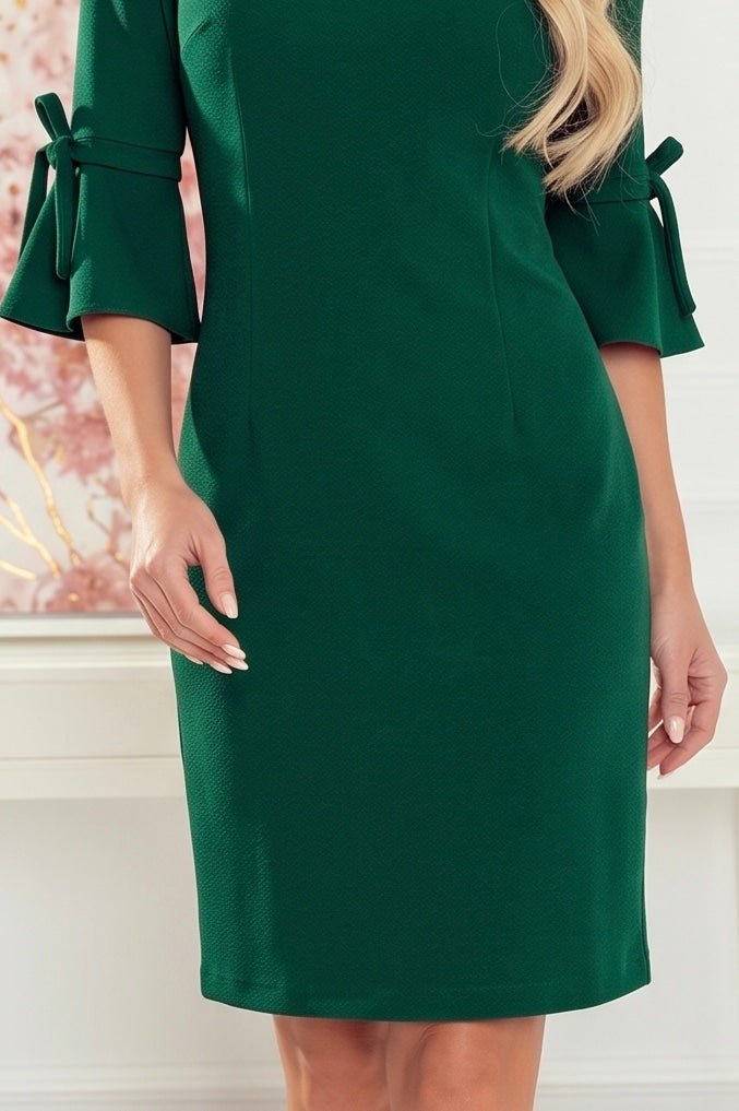 Robe Trapèze Avec Manches Évasées – Vert Foncé - Rosemode