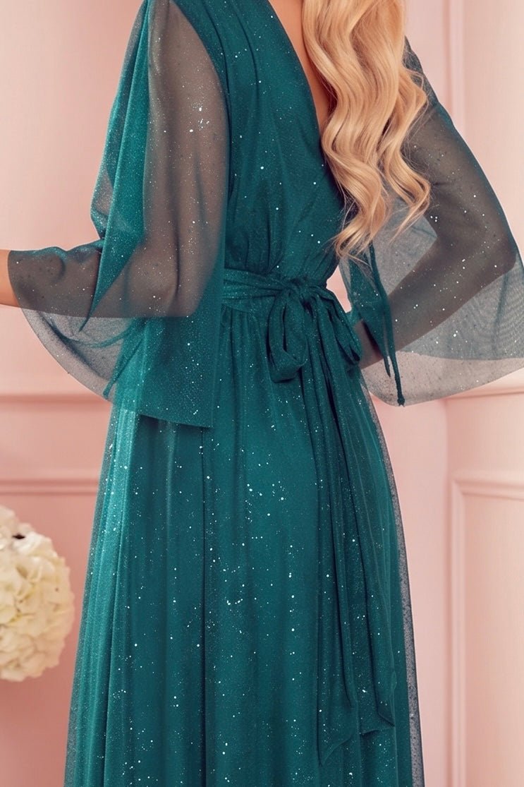Robe Longue Scintillante Grande Taille – Vert - Rosemode