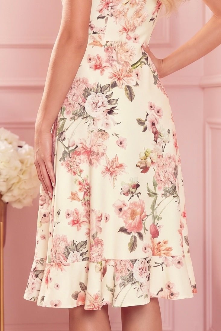 Robe Portefeuille Volantée – Fleurs Pêche - Rosemode