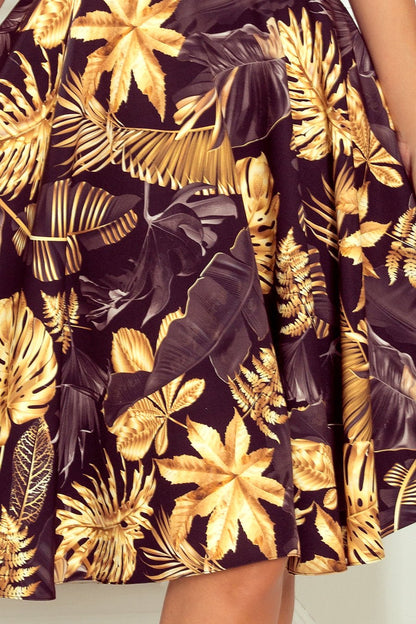 Robe Évasée à Décolleté Cœur – Jaune Fleuri - Rosemode