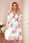 Robe en Mousseline à Manches Longues – Motif Mauve