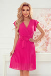 Robe Plissée en Mousseline à Volants – Rose Barbie