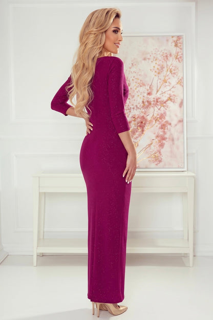 Robe Longue Fendue et Scintillante – Fuchsia Pailleté - Rosemode