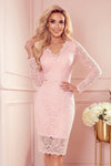 Robe en Dentelle Avec Décolleté – Rose Poudré