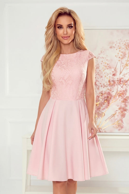 Robe Trapèze Sans Manches en Dentelle – Rose Poudré - Rosemode