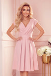 Robe Évasée à Décolleté Enveloppant – Rose Poudré