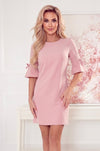 Robe Trapèze Avec Manches Évasées – Rose Poudré Pailleté