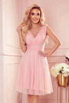 Robe Élégante en Tulle à Nouer – Rose Poudré