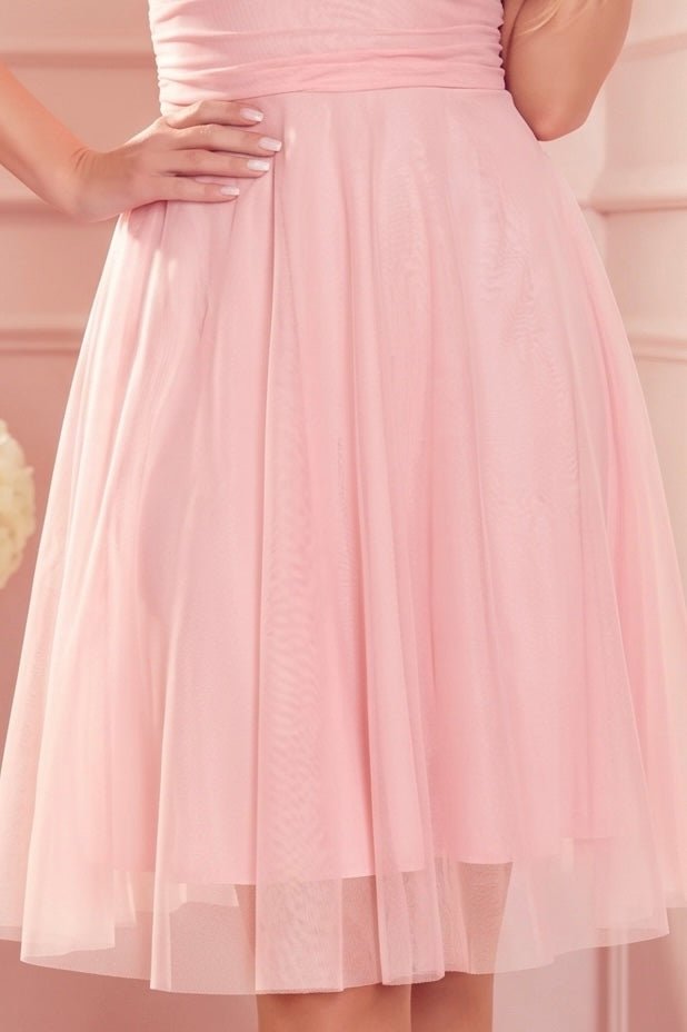 Robe Élégante en Tulle à Nouer – Rose Poudré - Rosemode