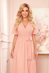 Robe Longue Plissée à Nouer – Pêche