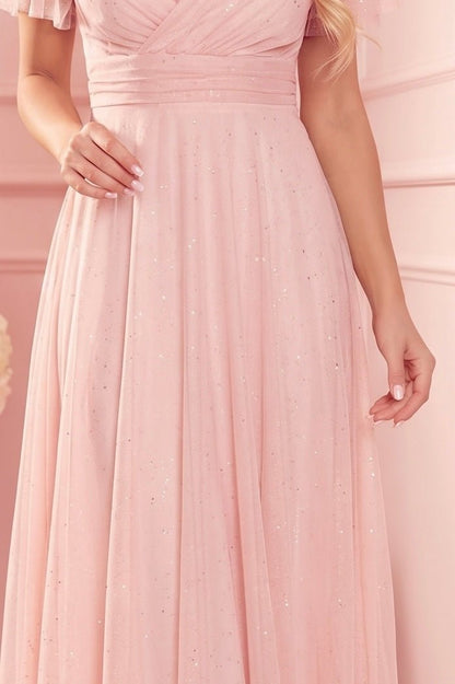 Robe Longue Scintillante – Pêche - Rosemode