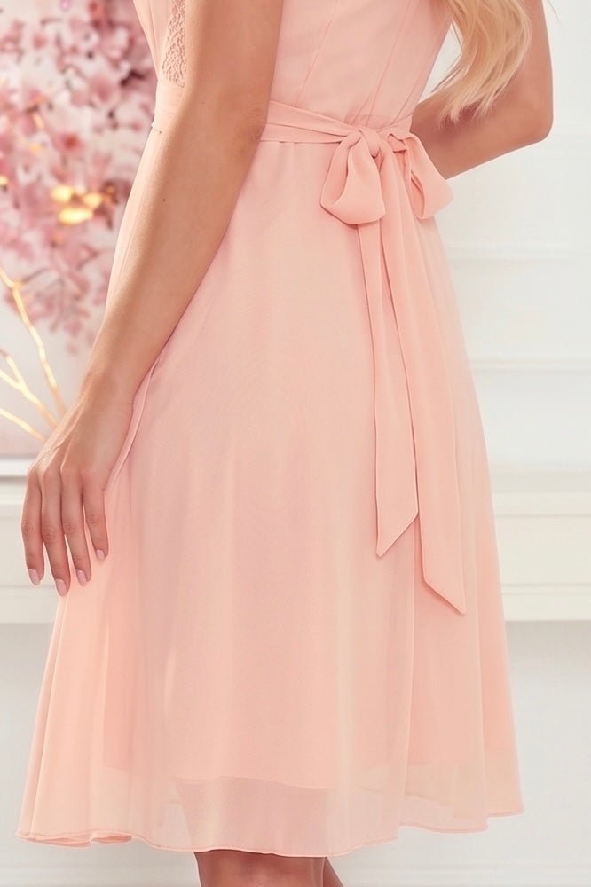 Robe de Cérémonie en Tulle à Taille Marquée – Pêche - Rosemode