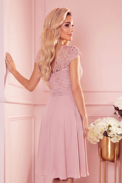 Robe en Dentelle et Mousseline – Vieux Rose - Rosemode