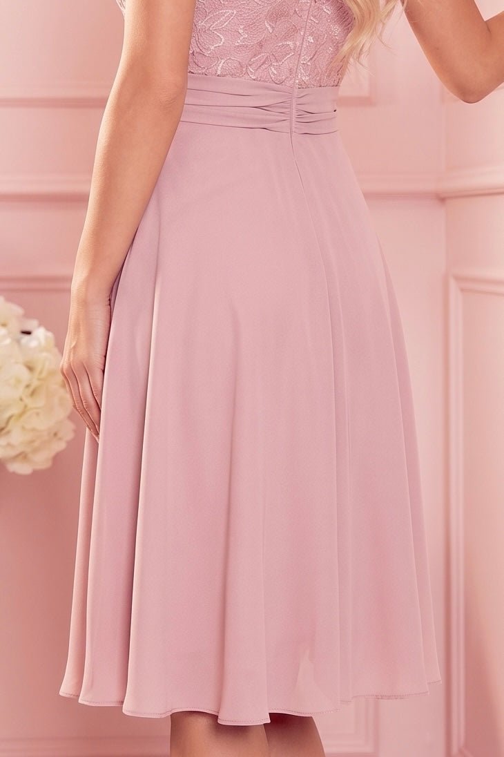 Robe en Dentelle et Mousseline – Vieux Rose - Rosemode