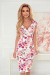 Robe Fleurie à Décolleté Enveloppant – Rose Fleuri