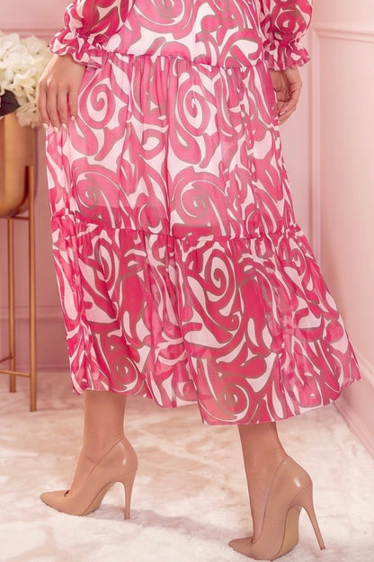 Robe avec Décolleté et Manches Longues – Rose - Rosemode