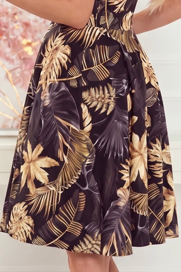Robe Évasée à Décolleté Cœur – Jaune Fleuri - Rosemode