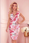 Robe Fleurie à Décolleté Enveloppant – Rose