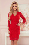 Robe en Dentelle Avec Décolleté – Rouge