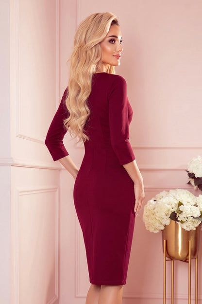 Robe Élégante à Décolleté – Bordeaux - Rosemode
