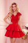 Robe Exclusive à Décolleté en Dentelle – Rouge