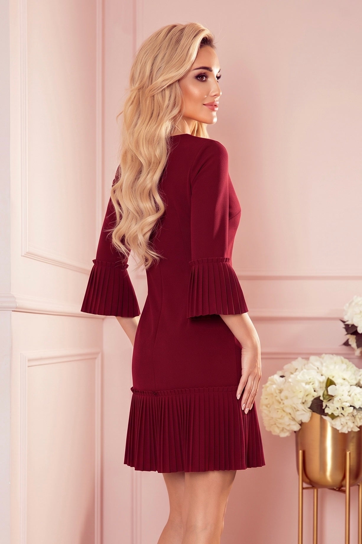 Robe Plissée – Bordeaux - Rosemode