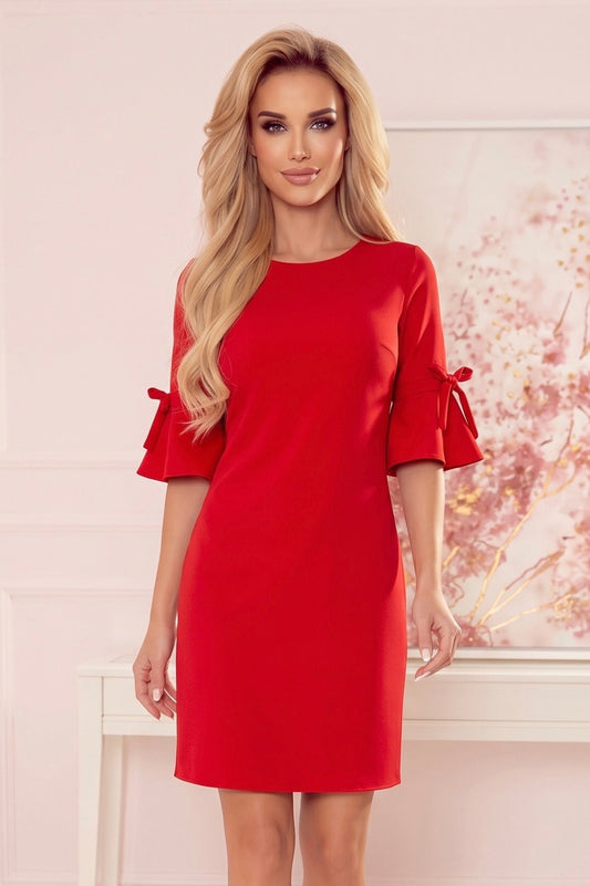 Robe Trapèze Avec Manches Évasées – Rouge - Rosemode