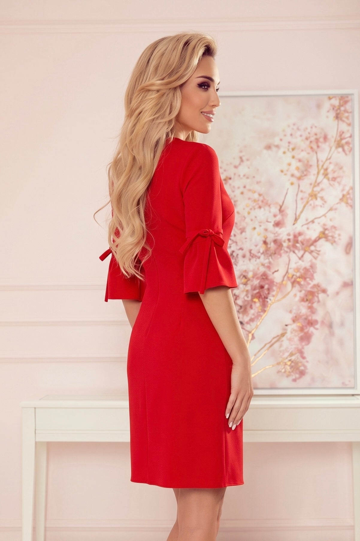 Robe Trapèze Avec Manches Évasées – Rouge - Rosemode