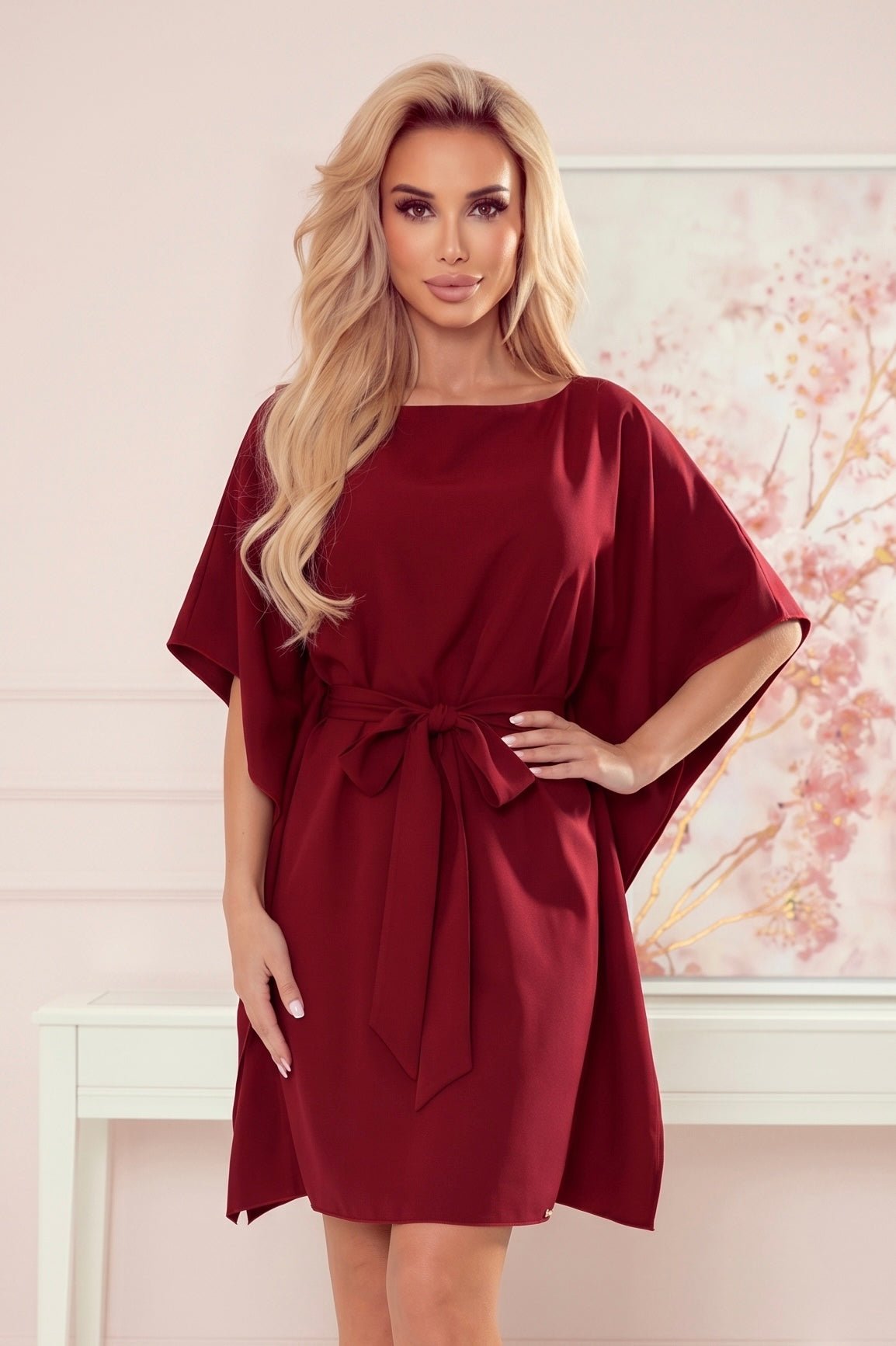Robe Papillon Ceinturée – Bordeaux - Rosemode
