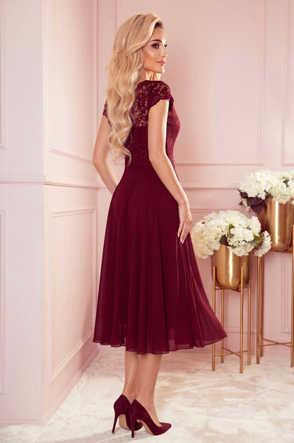 Robe en Dentelle et Mousseline – Bordeaux - Rosemode