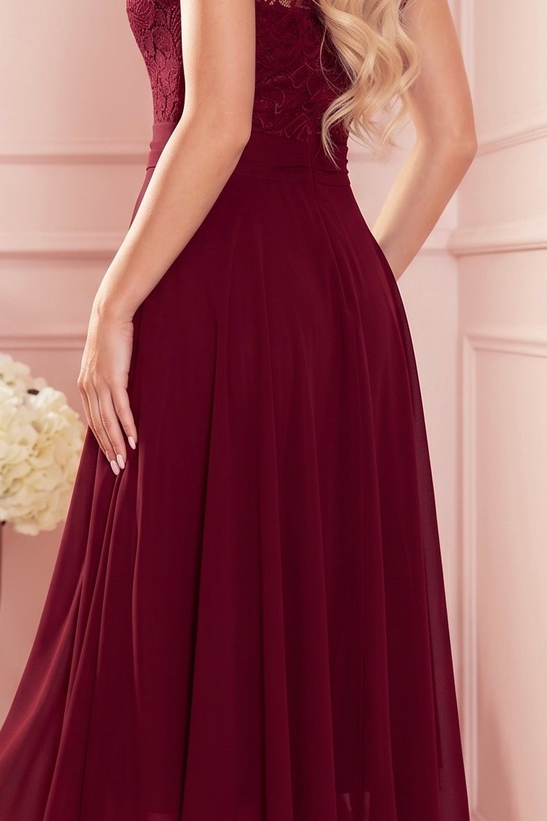 Robe en Dentelle et Mousseline – Bordeaux - Rosemode