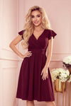 Robe Avec Décolleté et Manches Courtes – Bordeaux
