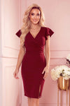 Robe Courte Fendue et Ceinturée – Bordeaux