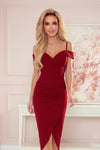Robe Midi à Épaules Dénudées – Bordeaux