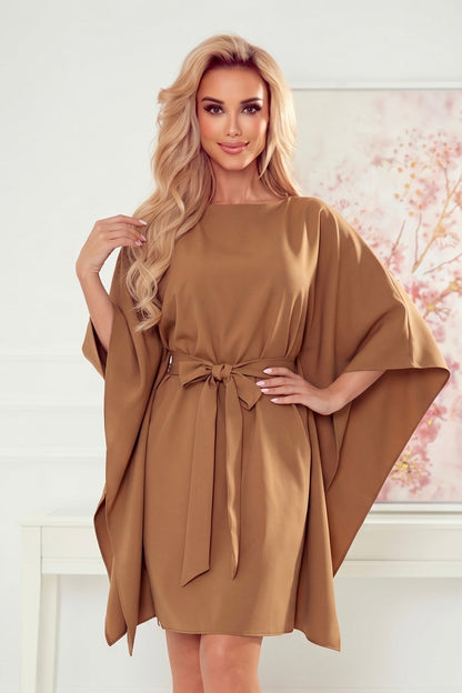 Robe Papillon Ceinturée – Cappuccino - Rosemode