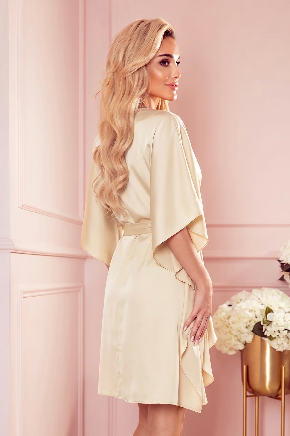 Robe Papillon Ceinturée – Beige - Rosemode