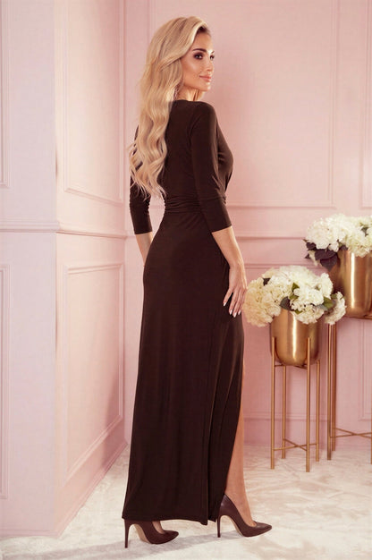 Robe Longue Fendue – Chocolat - Rosemode