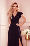 Robe Longue et Scintillante Avec Décolleté Enveloppant – Noir