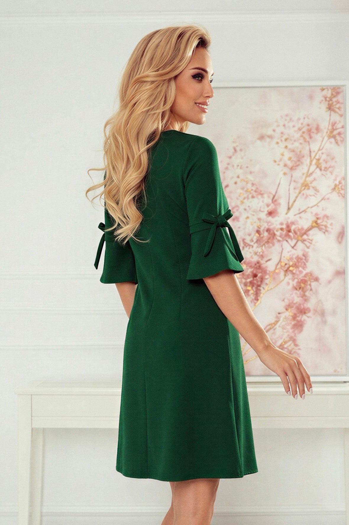 Robe Trapèze Avec Manches Évasées – Vert Foncé - Rosemode