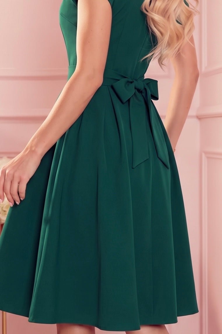 Robe Évasée à Décolleté Enveloppant – Vert - Rosemode