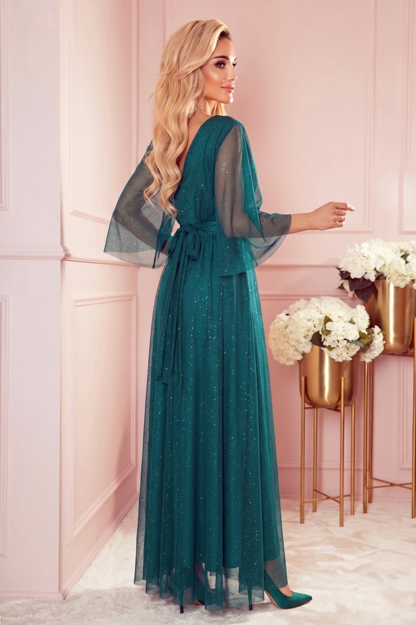 Robe Longue Scintillante Grande Taille – Vert - Rosemode