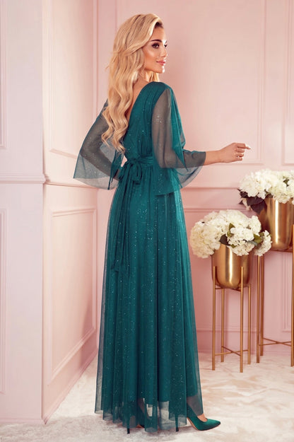 Robe Longue Scintillante Grande Taille – Vert - Rosemode
