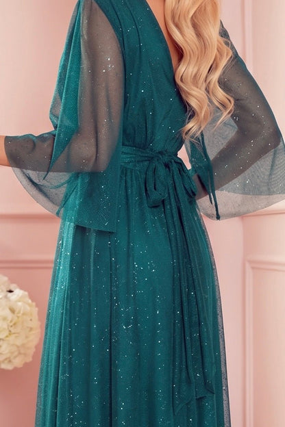 Robe Longue Scintillante Grande Taille – Vert - Rosemode