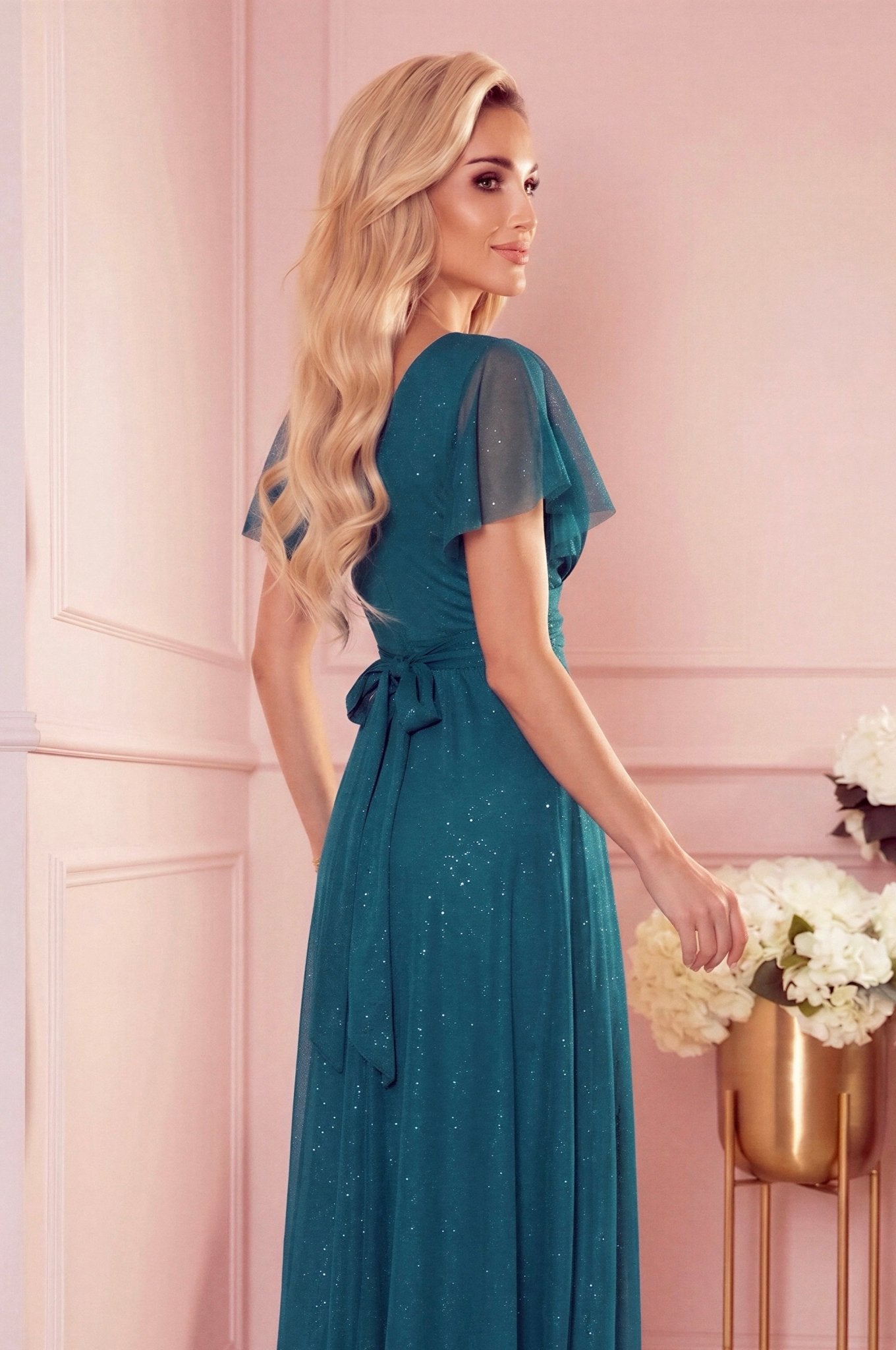 Robe Longue Scintillante – Vert - Rosemode