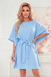 Robe Papillon Ceinturée – Bleu Pastel
