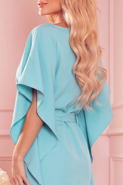 Robe Papillon Ceinturée – Turquoise - Rosemode
