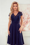 Robe en Dentelle et Mousseline – Bleu Marine