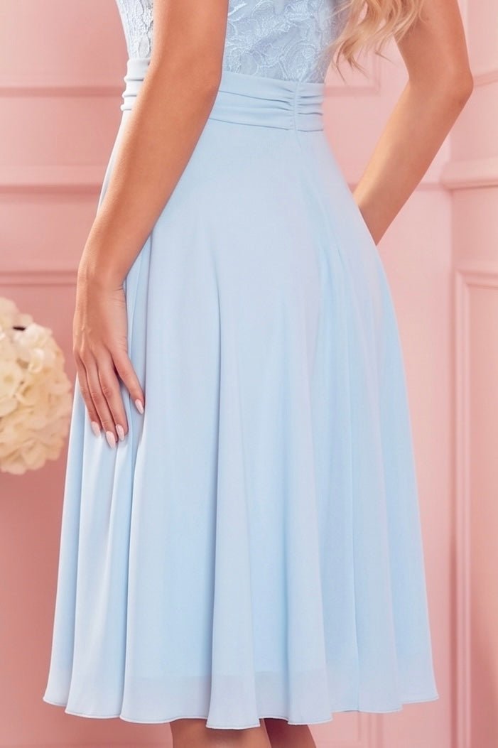 Robe en Dentelle et Mousseline – Bleu Ciel - Rosemode