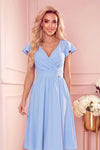 Robe Avec Décolleté et Manches Courtes – Bleu Clair