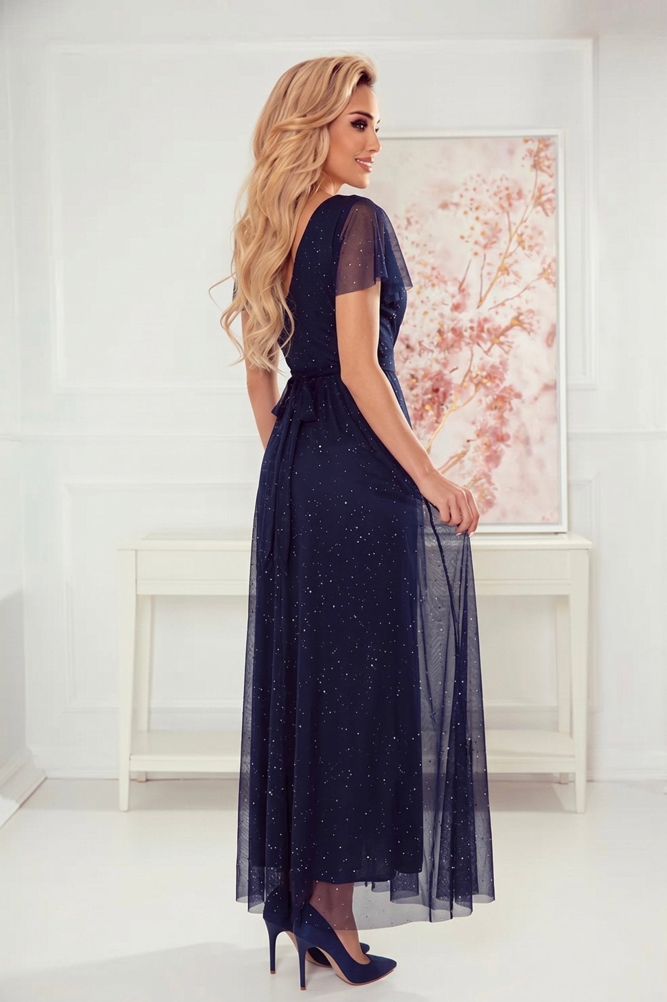 Robe Longue Scintillante – Bleu Marine - Rosemode